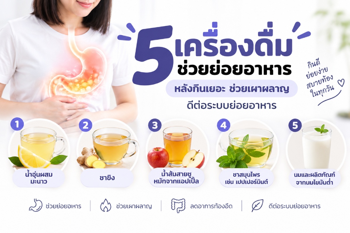 5 เครื่องดื่มช่วยย่อยอาหาร